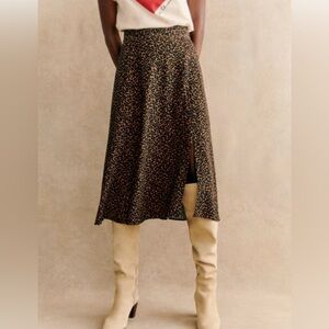 Leopard tan size 36 midi skirt from Sezane